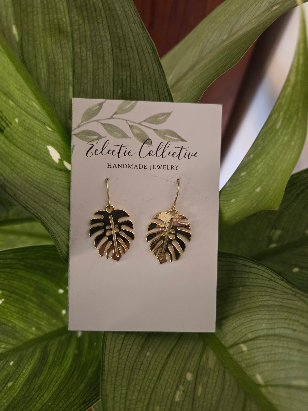 Mini Monstera Earrings
