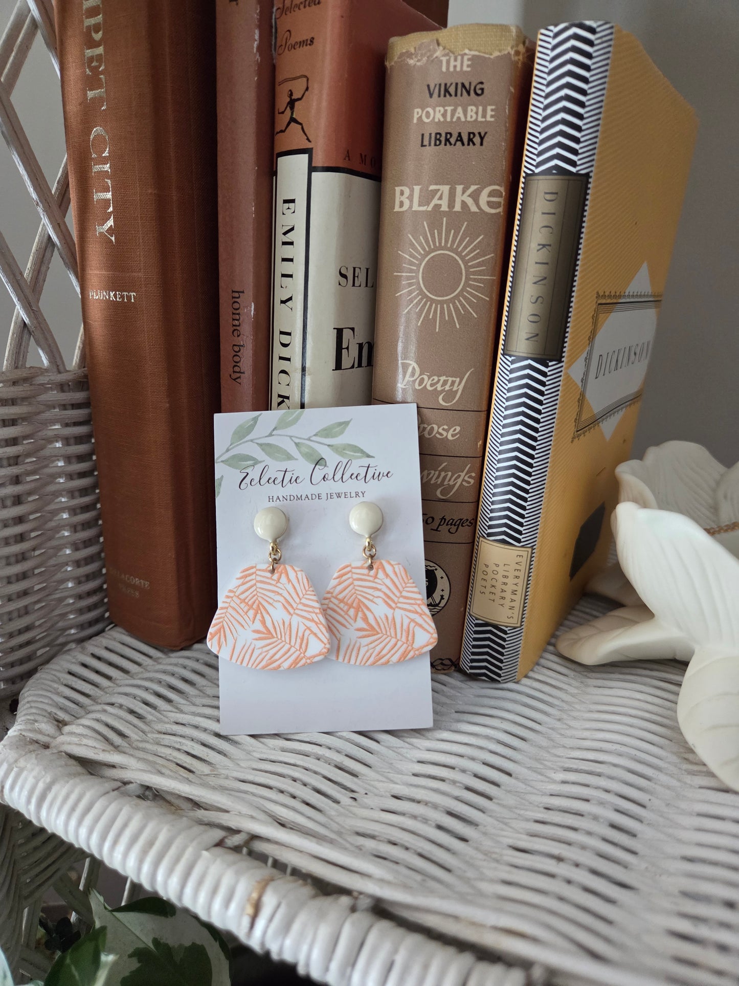 Orange Palm Leaf earrings