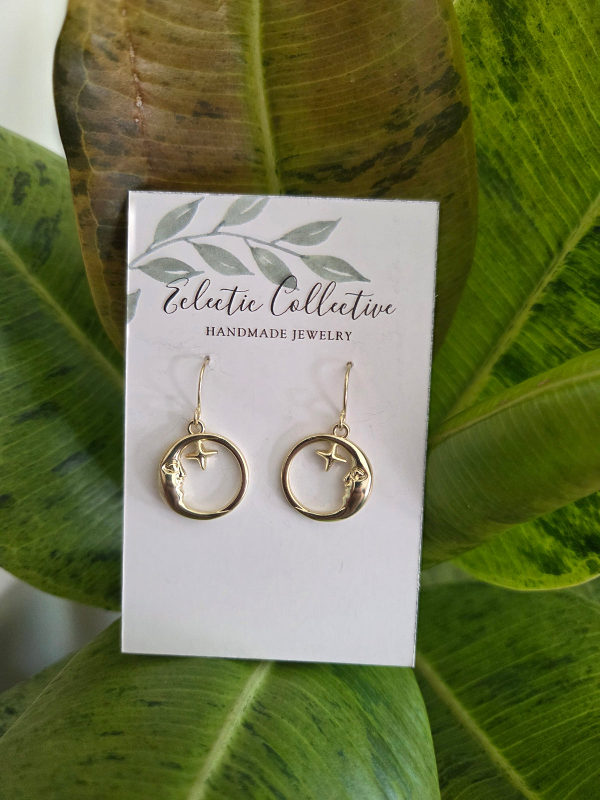 Moon Dangling Hoops