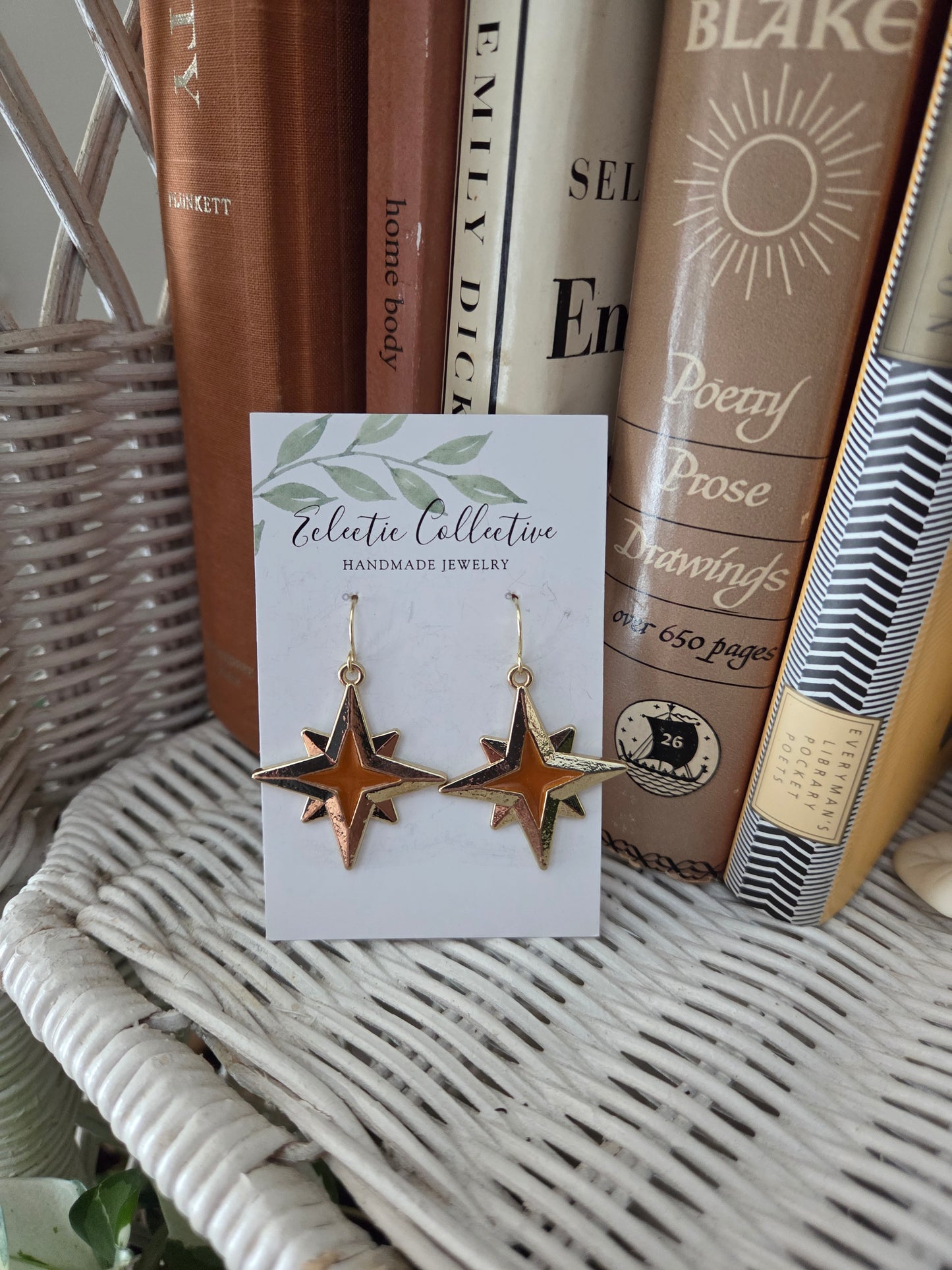 Burnt Orange Star Earrings