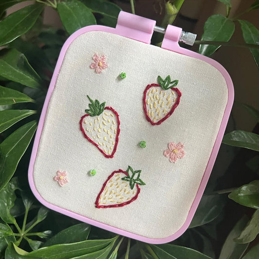 Strawberry Square Embroidery Art