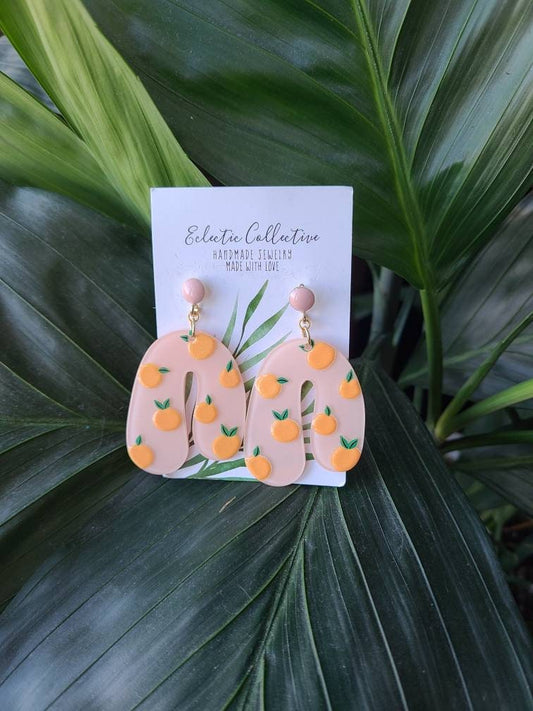 Just peachy arch earrings